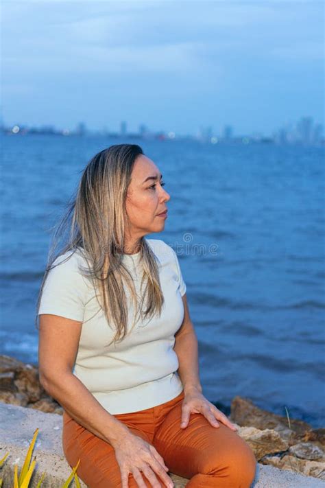 Portrait Of A Mature Pensive Latina Woman Stock Image Image Of Older Contemplation