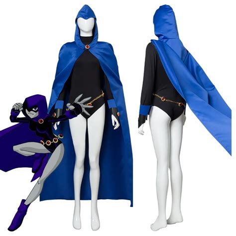 Buy Dc Anime Teen Titans Raven Cosplay Costume Women Sexy Cloak Jumpsuit From