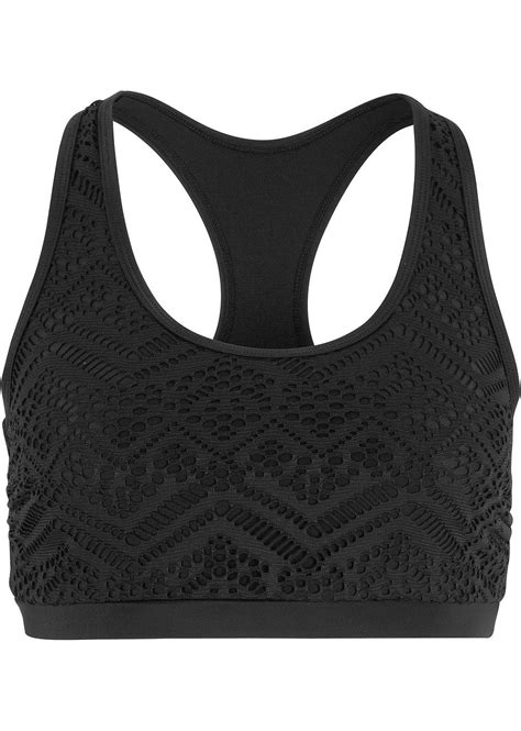 Trendiges Bustier Bikini Oberteil Mit Elastischer Spitze Schwarz