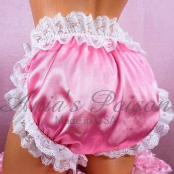 Anias Sissy Bubblegum Pink Full Cut Satin Panties With Lace Frilly Maid Mens Bikini Sz XL XXL