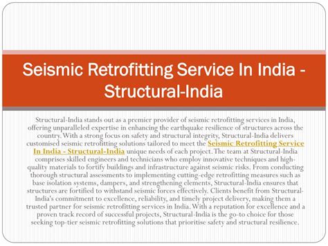 Ppt Best Seismic Retrofitting Service In India Structural India