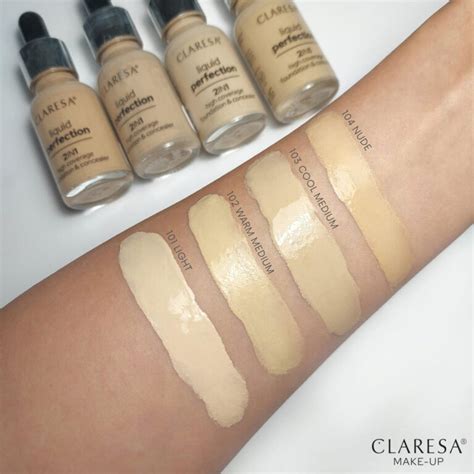 CLARESA 2W1 Korektor i podkład kryjący LIQUID PERFECTION 104 NUDE