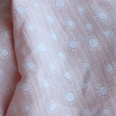 Tissu double gaze coton vendu mètre coupe coloris soleil rose nude