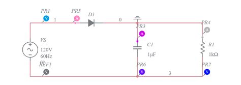 Half Wave Rectifier W Capacitor 2 Multisim Live