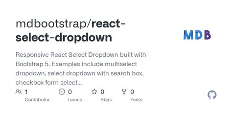 GitHub Mdbootstrap React Select Dropdown Responsive React Select