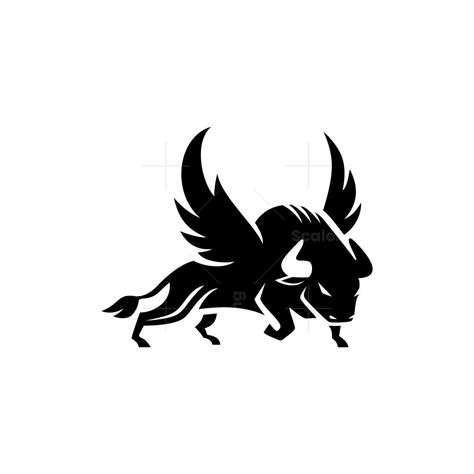 Creative And Unique Strong Winged Bull Logo Design Bull Logo Flat