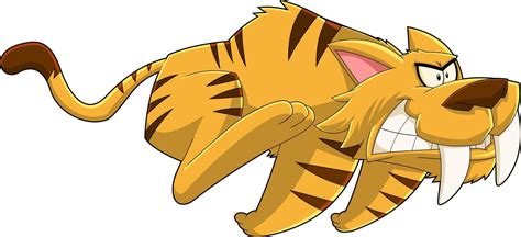 Saber Tooth Tiger Animal Cartoon Character Running 42893798 Vector Art ...