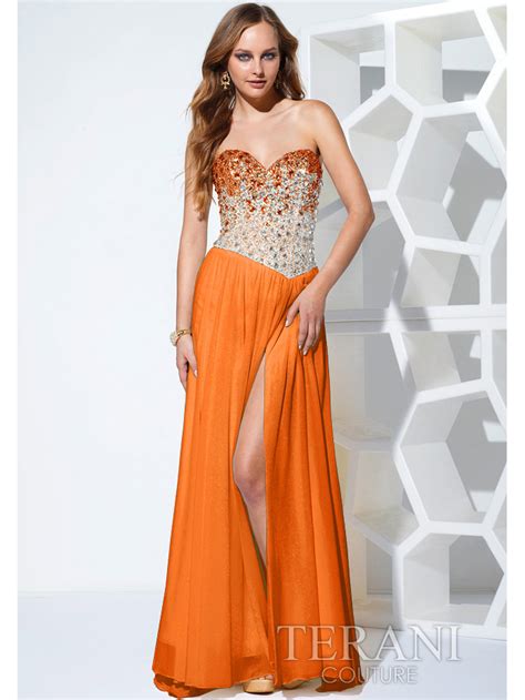 Jeweled Dual Tone Prom Dress With Slit Sung Boutique L A