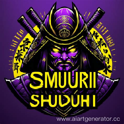 Dark Purple Samurai with Bright Yellow Eyes Shudji Logotype Design | AI ...