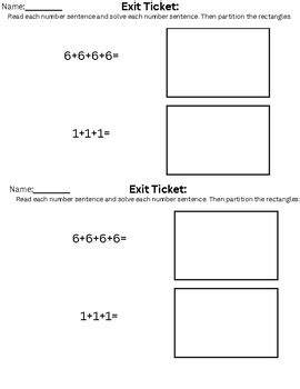 Intro To Multiplication Exit Tickets By Mrs Balducci TPT