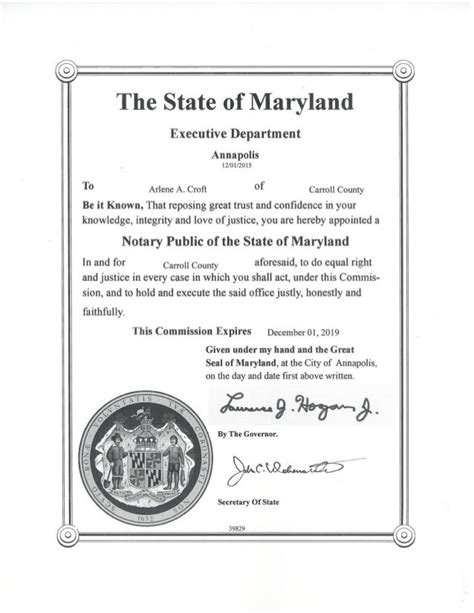 Notary Public of the State of Maryland - Arlene Croft