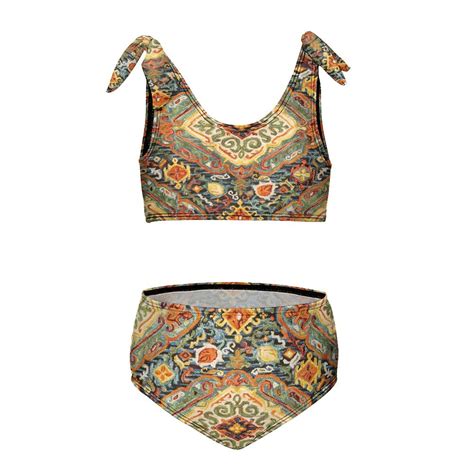 Heritage Bohemian Floral Traditional Moroccan Style Girl S 2 Piece Bikini Set Beach Sport