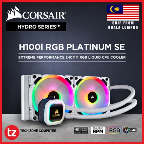 Corsair Hydro Series H100i Rgb Platinum Se 240mm Liquid Cpu Cooler Cw 9060042 Ww