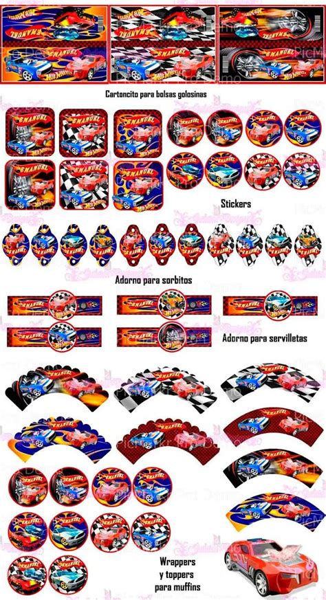 Kit Imprimible Personalizable Hot Wheels tarjeas Cumpleaños 150 00