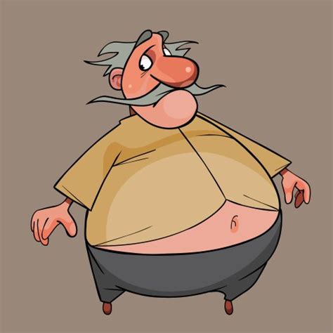 Cartoon Fat Man With Naked Torso On Seashore Vector Image