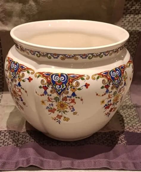 Cache Pot En Fa Ence De Gien D Cor Floral Cr Ation Barois Eur