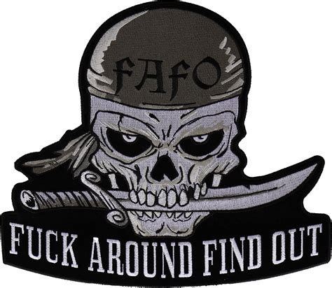 Fuck Around Find Out Skull With Dagger In Mouth Patch Large Skull Patches By Ivamis Patches