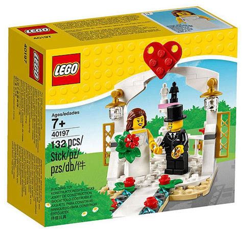 Romantic Lego 40197 Bride And Groom Wedding Favor Set 2 Minifigure Cake Topper Gold Colored Ring