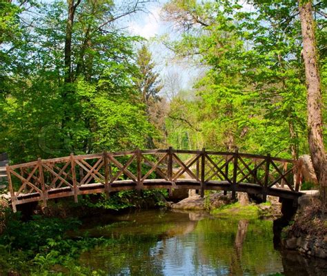 Old Wooden Bridge Stock Image Colourbox