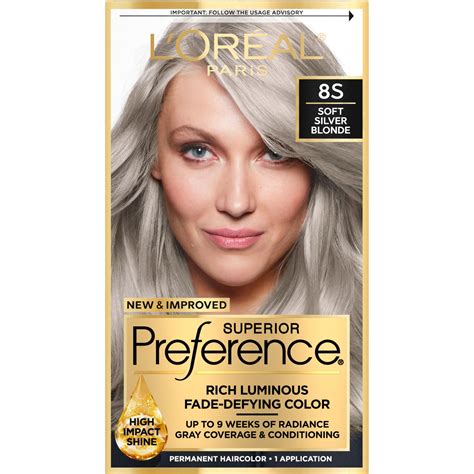 L Oreal Paris Superior Preference Fade Defying Permanent Hair Color 8S Soft Silver Blonde 1