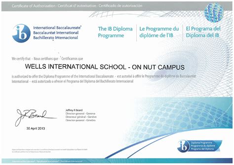 Ib Authorization Wells International School In Bangkok Thailand