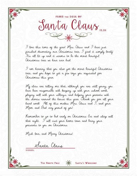 Letter From Santa Claus Instant Download Pdf File Fully Editable Text File 2 Pages Christmas