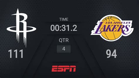 Rockets Lakers NBA On ESPN Live Scoreboard WholeNewGame YouTube