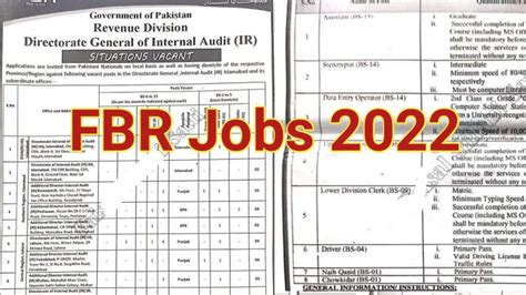 Federal Board Of Revenue FBR Jobs 2022 Online Apply Njp Gov Pk