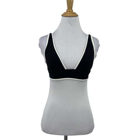 Becca Triangle Bikini Top Womens M Medium Black Depop