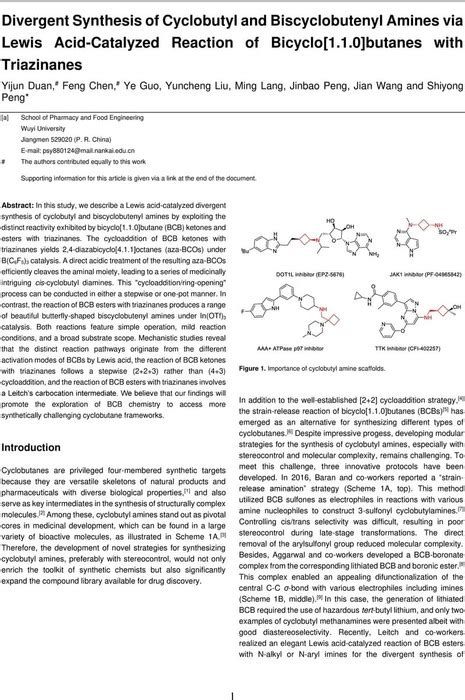 Divergent Synthesis Of Cyclobutyl And Biscyclobutenyl Amines Via Lewis