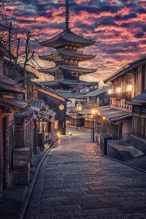 Kyoto at Sunset Wallpaper | Happywall