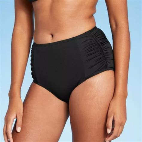 Kona Sol Swim Kona Sol Womens Paneled Shirred High Waist Medium Coverage Bikini Bottom