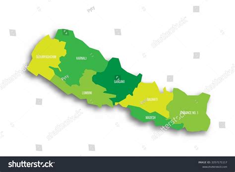 Nepal Political Map Administrative Divisions Stock Vector (Royalty Free ...