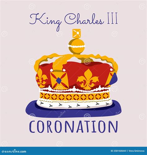 King Charles III Coronation Text. Edwards Crown. British Flag