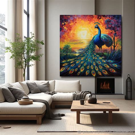 Картина павлин маслом Большие картины на холсте Картина с павлином в ...