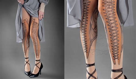 Tattoo Tights Elizabeth Nude Color One Size Full Length Etsy