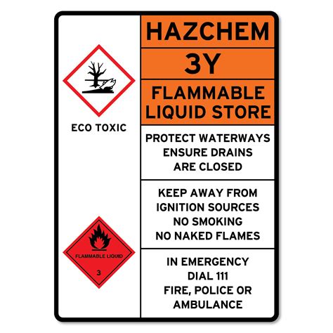 Hazchem Sign 3y Flammable Liquid Store The Signmaker