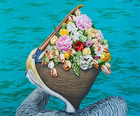 Fantasy Art Pelican Bird Jon Ching Flower Pasari Water Hd