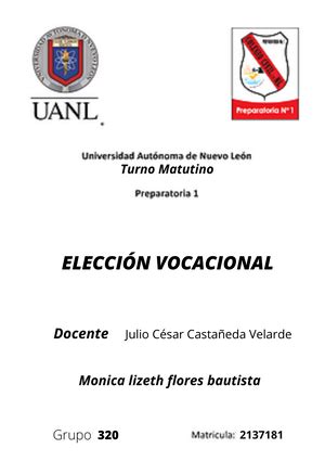 Ev Evidencia De Eleccion Vocacional Elecci N Vocacional Etapa