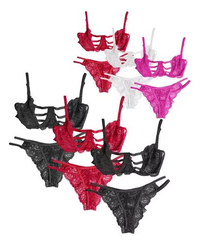 Conjunto Lingerie Sexy Kit Sutiã Aro Calcinha Rendada Frete grátis