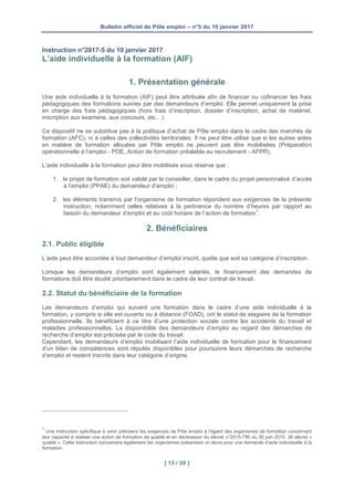 Nouvelles Modalit S De Mise En Oeuvre Des Aif P Le Emploi Pdf