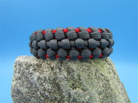 Handmade Grey And Red Paracord Bracelet Braided Bracelet Etsy