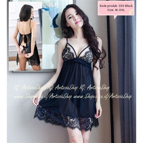 Jual Lingerie Hitam Transparan Size M L Xl Xxl Baju Tidur Seksi Wanita Sexy Gstring Hot