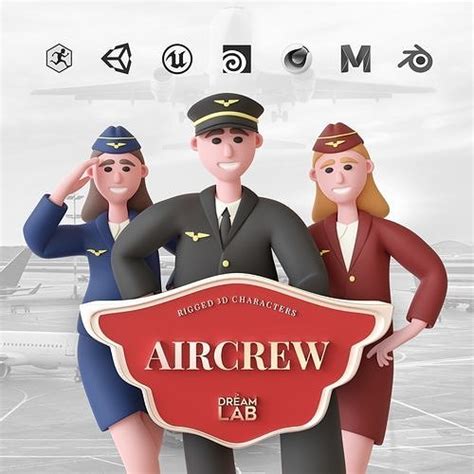 model aircrew rigged  characters  animations vr ar