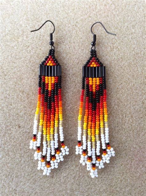 Native American Style seed bead dangled earrings | Seed bead jewelry ...