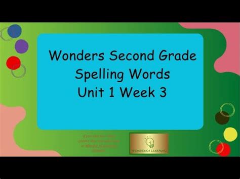 Wonders Nd Grade Spelling Unit Week Youtube