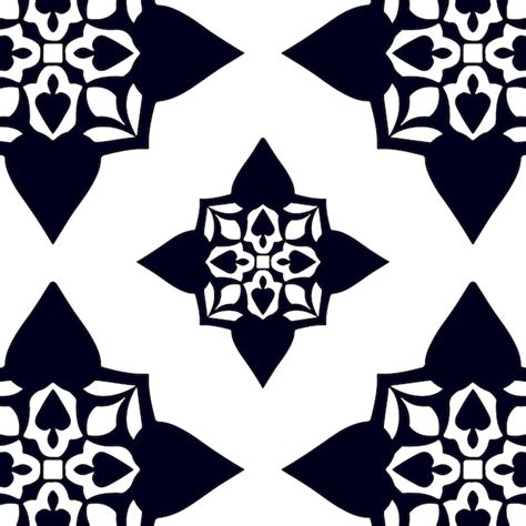 Premium Vector | A black and white pattern with a flower design.