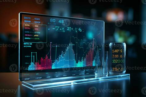 Abstract Glowing Forex Chart Interface On Blurry Night City Background