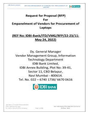 Fillable Online Request For Proposal Rfp For Appointment Of Vendor