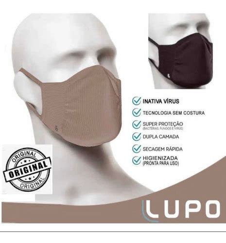 Máscara Lupo Antiviral Kit 06 Unidades Unissex Nude E Marrom Frete grátis